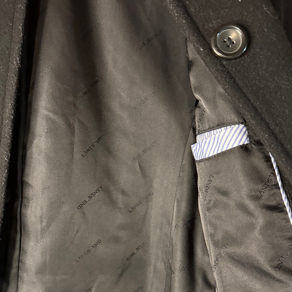 Lands' End Classic Black Trench Coat - Picture 4 of 6